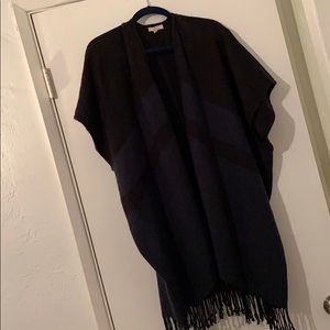 Black and Navy Wool Poncho
